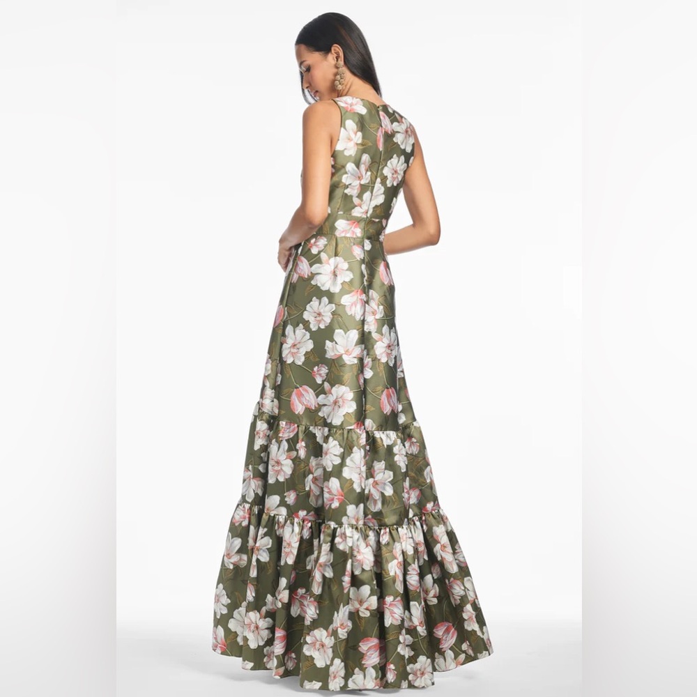 Sachin & Babi Rori gown, Moss Magnolia, size 12 , like new. - Picture 4 of 6